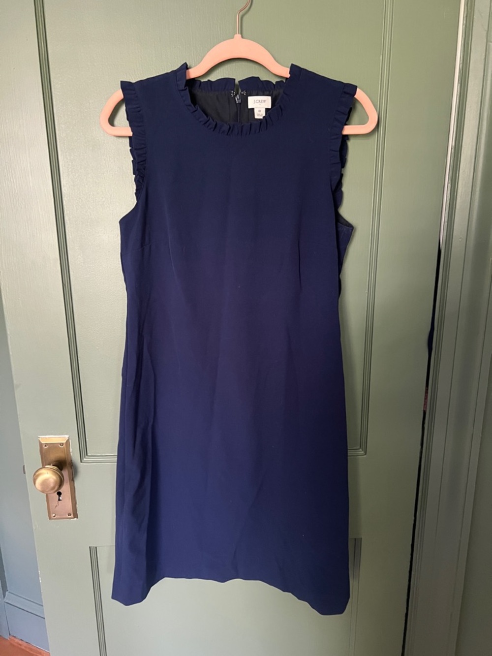J. Crew Navy Ruffle-Trim Sleeveless Midi Dress